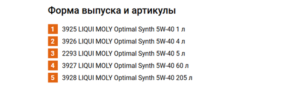 Масло LIQUI MOLY Optimal Synth 5W40 с технологией гидрокрекинга и его применение